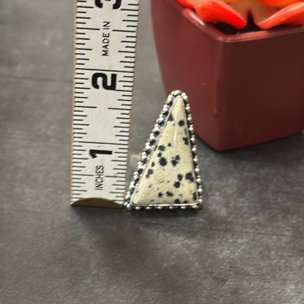 Dalmatian Jasper Silver Ring - image 7